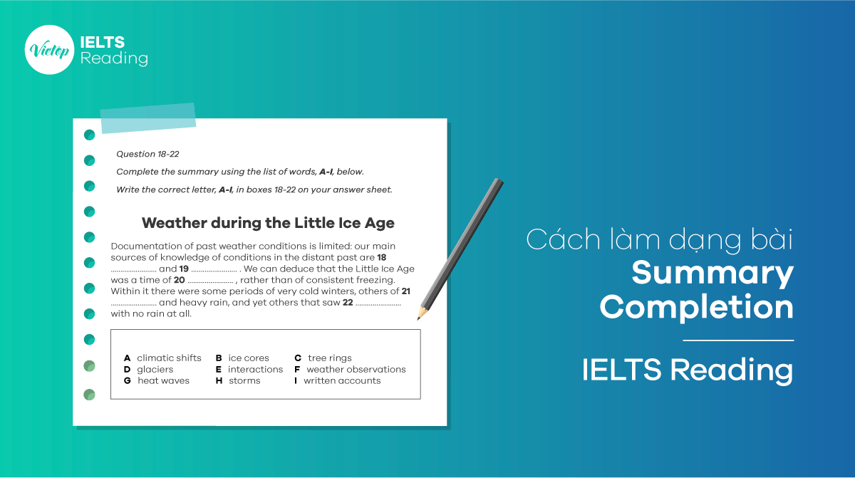 Cách làm dạng bài Summary Completion - IELTS Reading