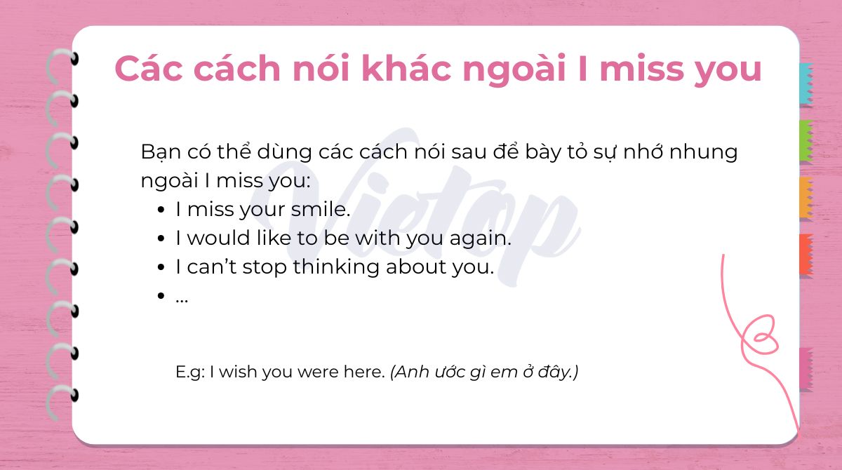 Các cách nói khác ngoài I miss you