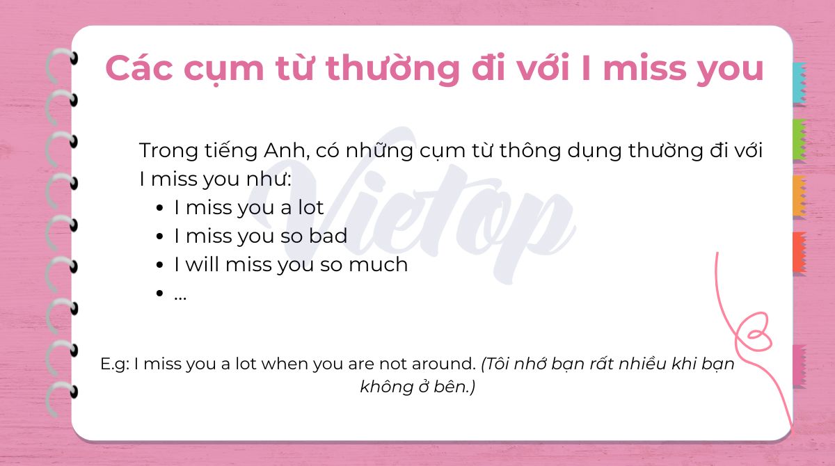 Các cụm từ thường đi với I miss you