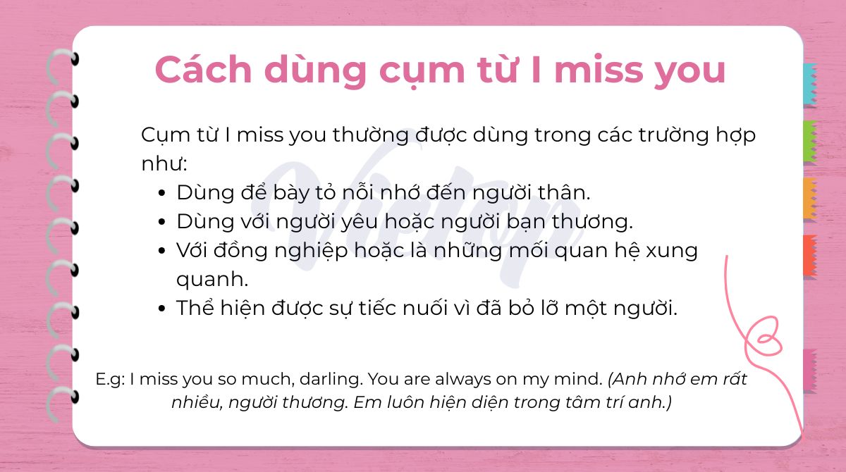 Cách dùng cụm từ I miss you trong tiếng Anh
