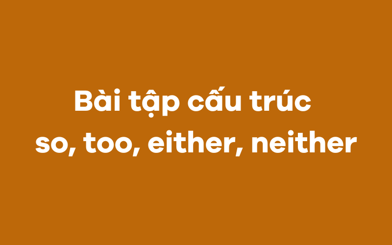 Bài tập cấu trúc so/too/either/neither