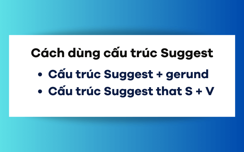 Cách dùng cấu trúc Suggest trong tiếng Anh