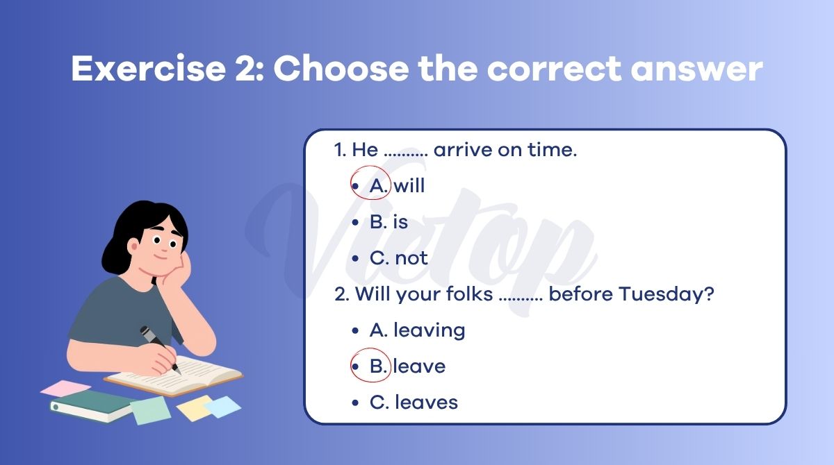 Bài tập thì tương lai đơn và hiện tại đơn 2