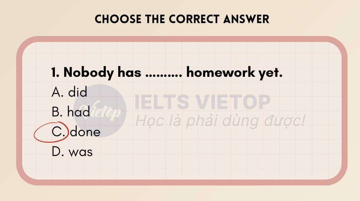 Bài tập trắc nghiệm Thì hiện tại hoàn thành