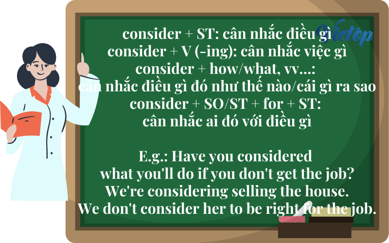 Cấu trúc Consider với nghĩa xem xét, cân nhắc