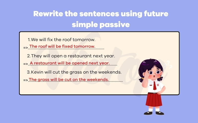 Rewrite the sentences using future simple passive