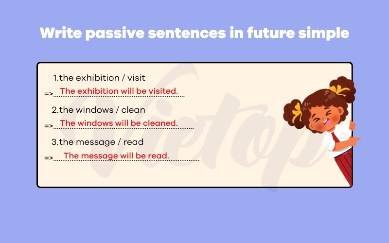 Write passive sentences in future simple