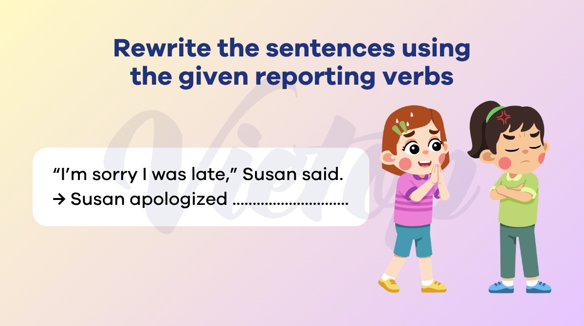 Rewrite the sentences using the given reporting verbs