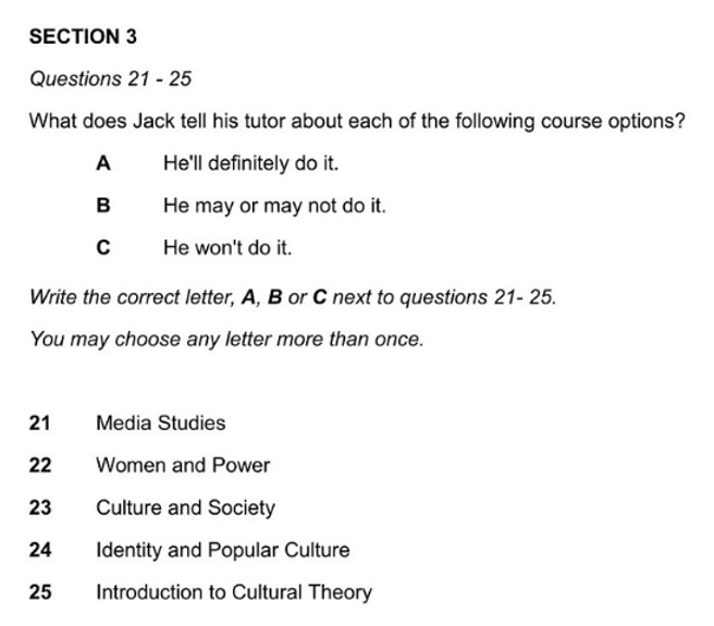 Ví dụ về dạng Matching Classifying IELTS Listening Part 3