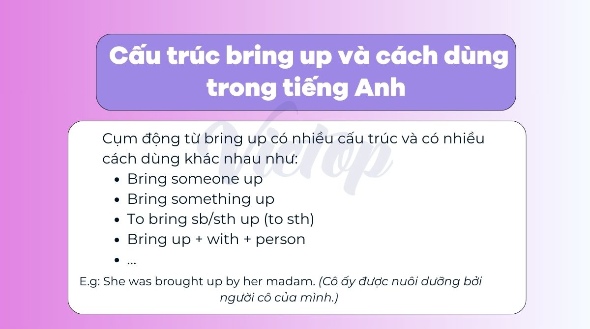 Cấu trúc bring up và cách dùng trong tiếng Anh