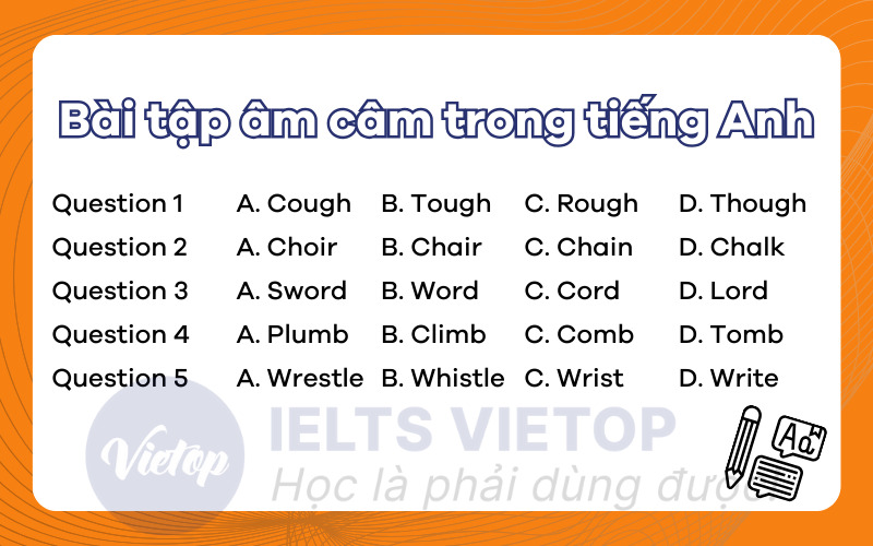 Bài tập âm câm trong tiếng Anh