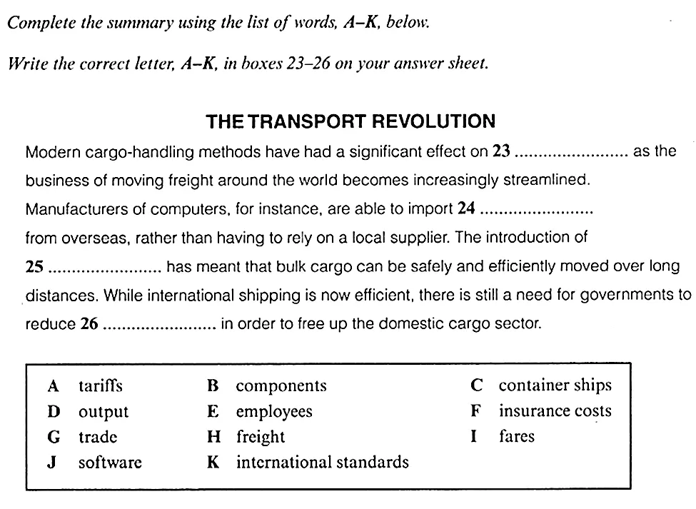 IELTS Reading dạng Gap Fill Summary