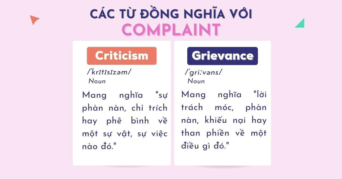 Từ đồng nghĩa với Complaint