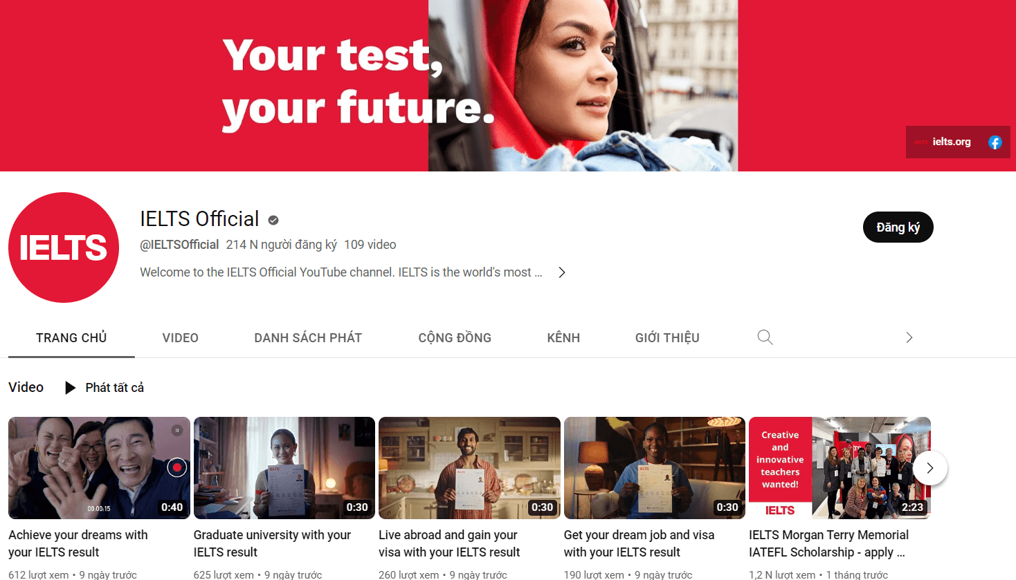 Kênh youtube học IELTS - IELTS Official