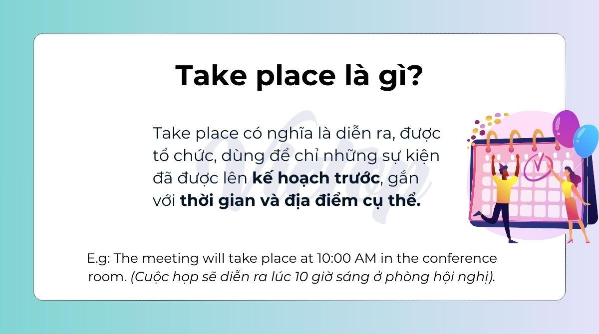 Take place là gì?