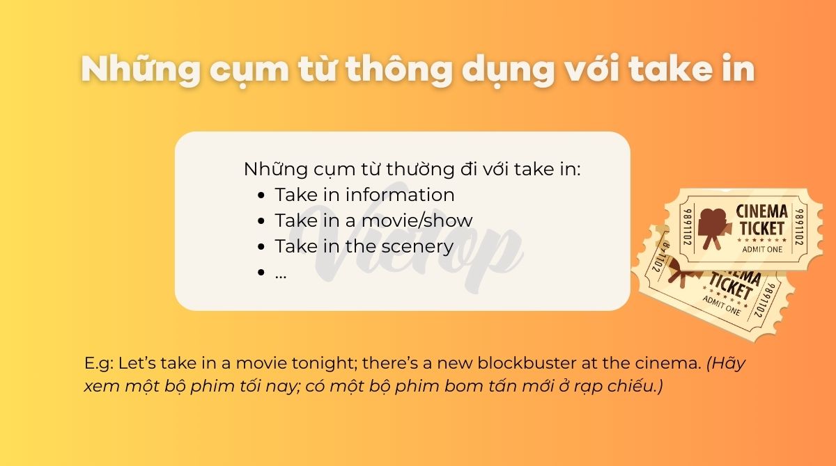 Những cụm từ thông dụng với take in trong tiếng Anh