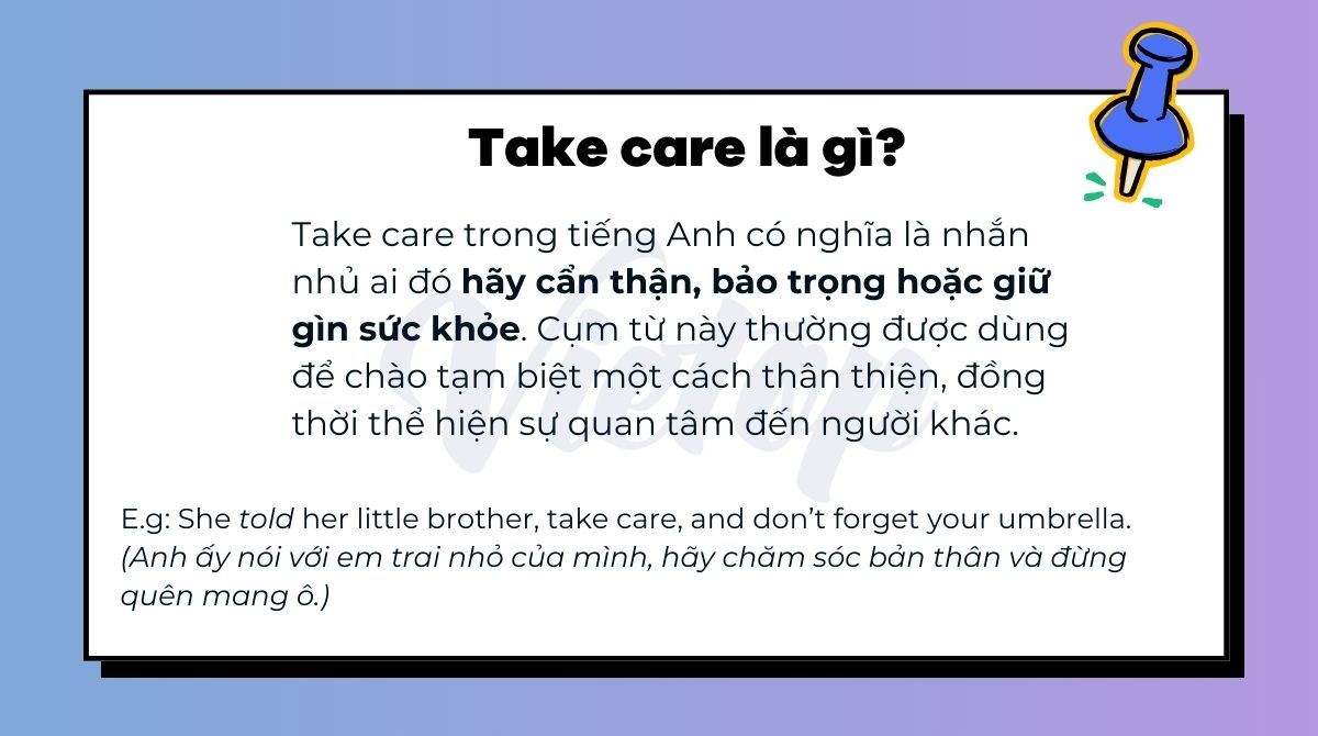 Take care là gì