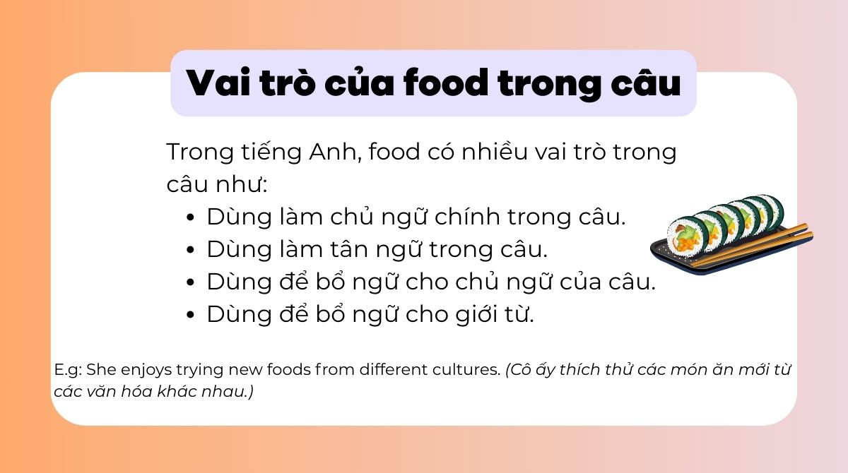 Vai trò của food trong câu