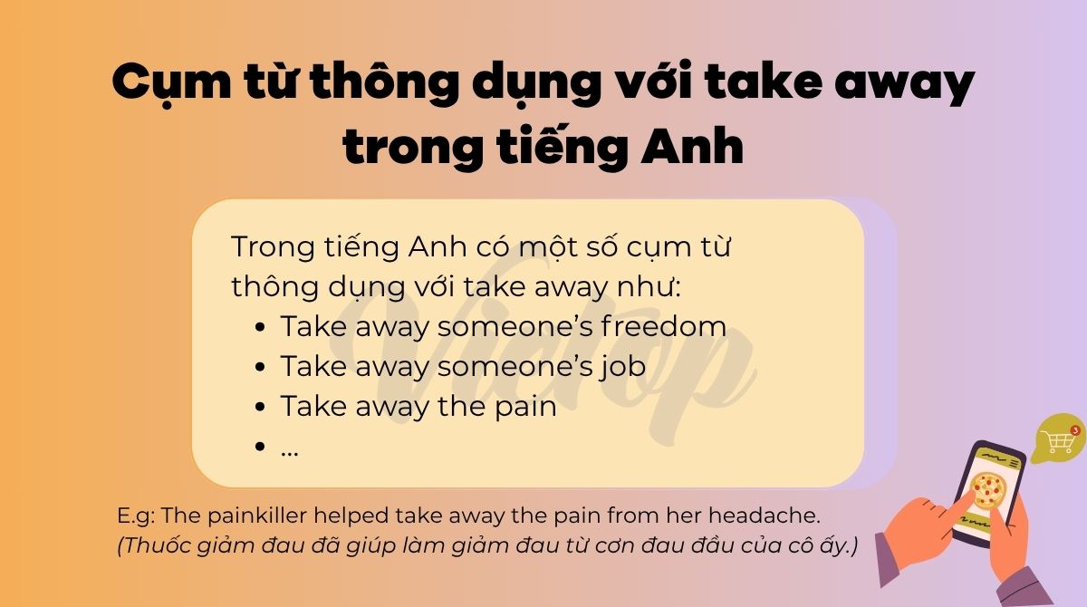 Cụm từ thông dụng với take away trong tiếng Anh