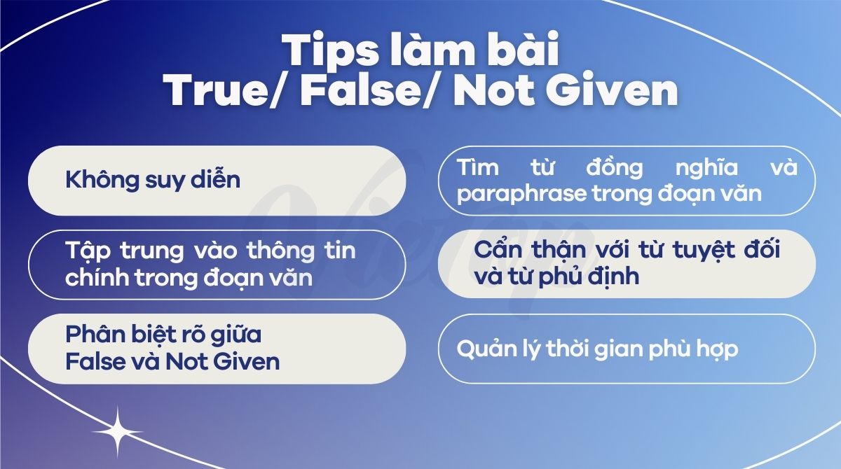 Tips làm bài True False Not Given IELTS Reading