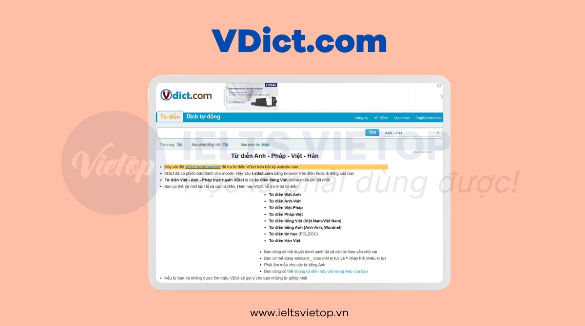 Web tra từ điển tiếng Anh