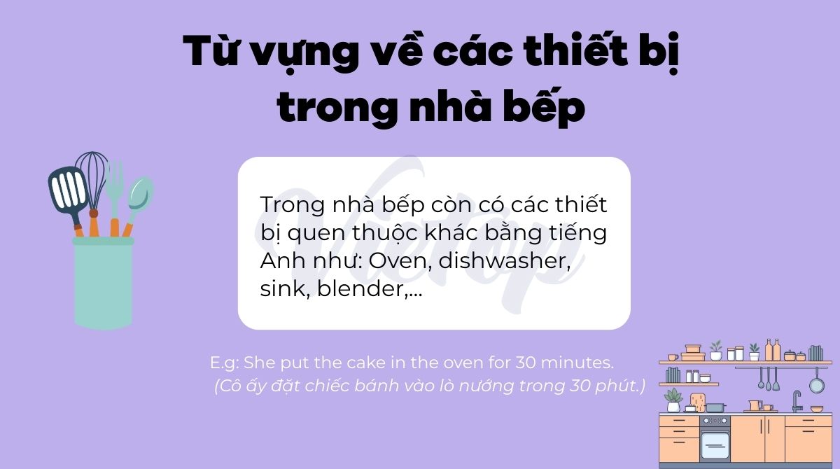 Từ vựng về các thiết bị trong nhà bếp