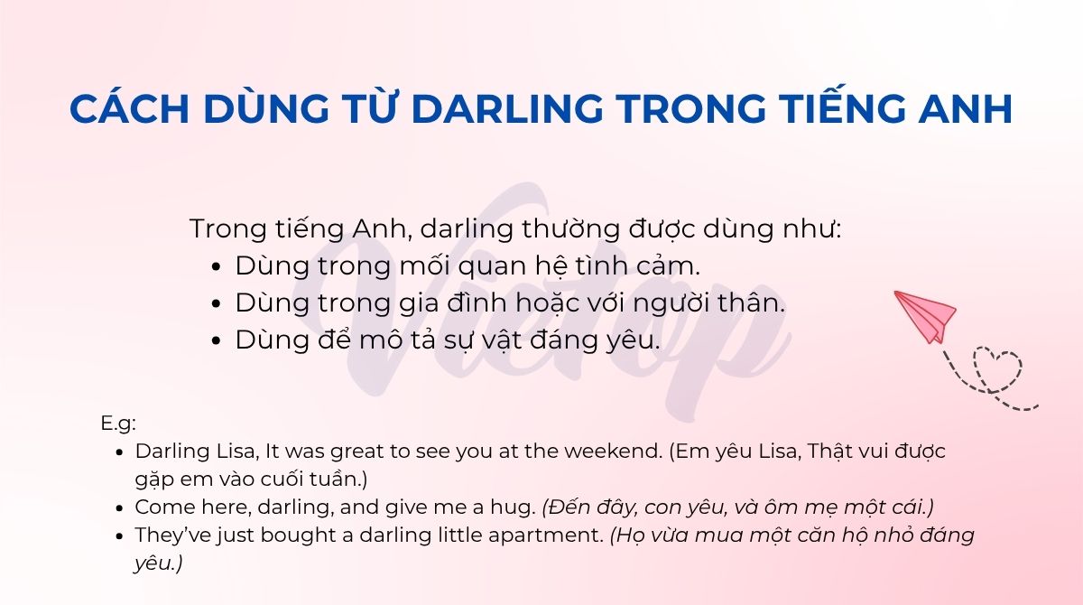 Cách dùng từ darling trong tiếng Anh