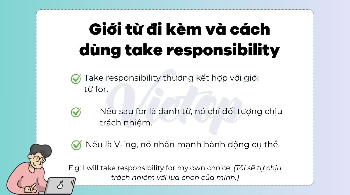 Giới từ đi kèm và cách dùng take responsibility