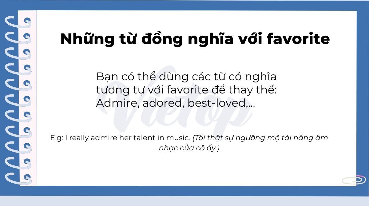 Những từ đồng nghĩa với favorite trong tiếng Anh