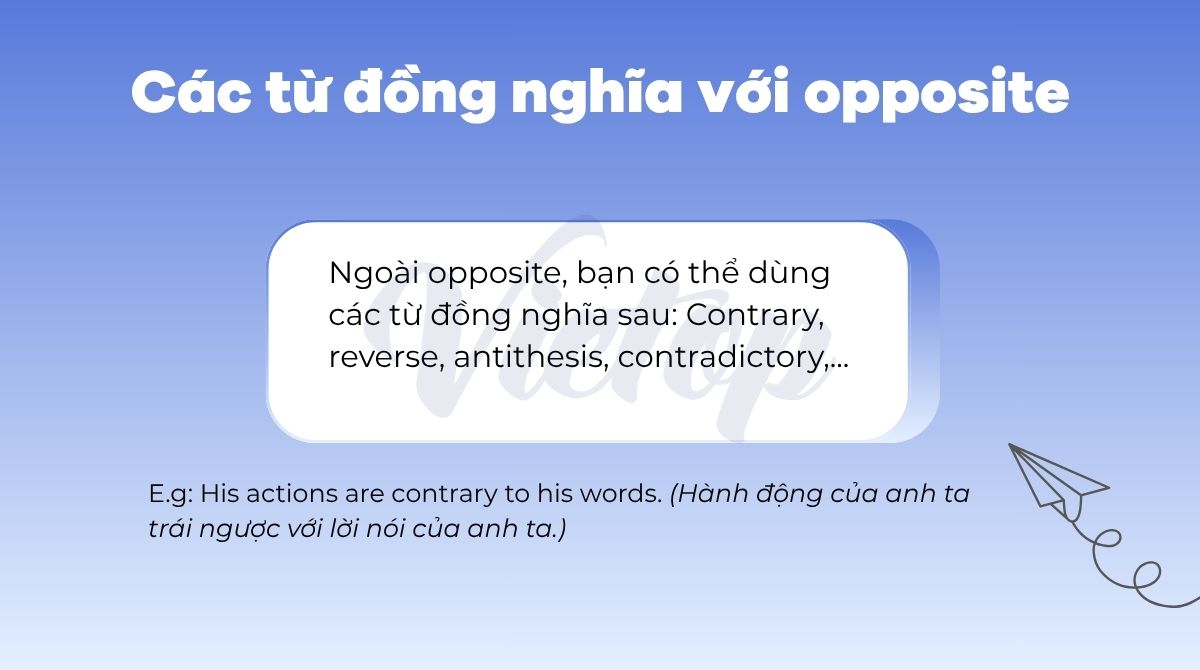 Các từ đồng nghĩa với opposite trong tiếng Anh
