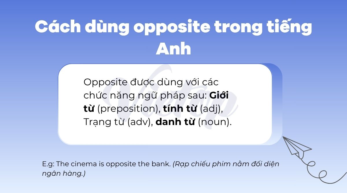 Cách dùng opposite trong tiếng Anh
