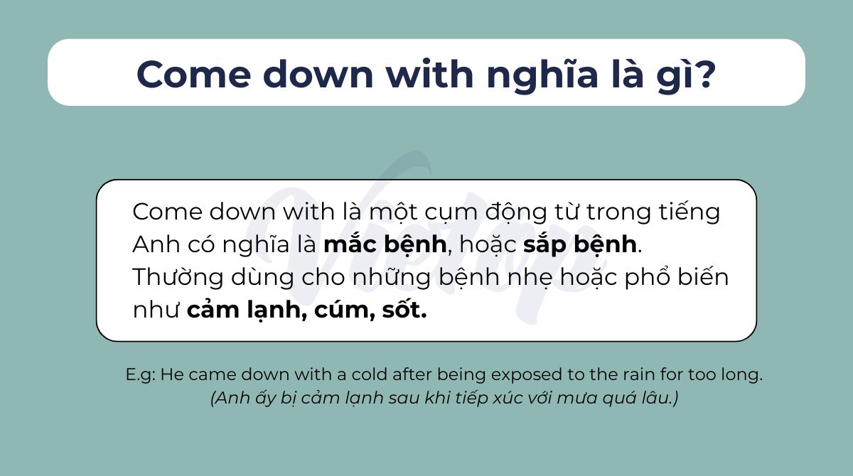 Come down with nghĩa là gì?