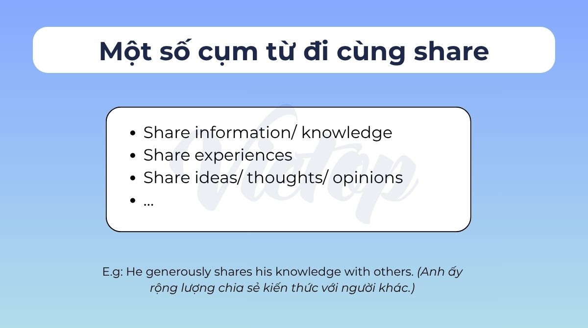 Một số cụm từ đi cùng share trong tiếng Anh