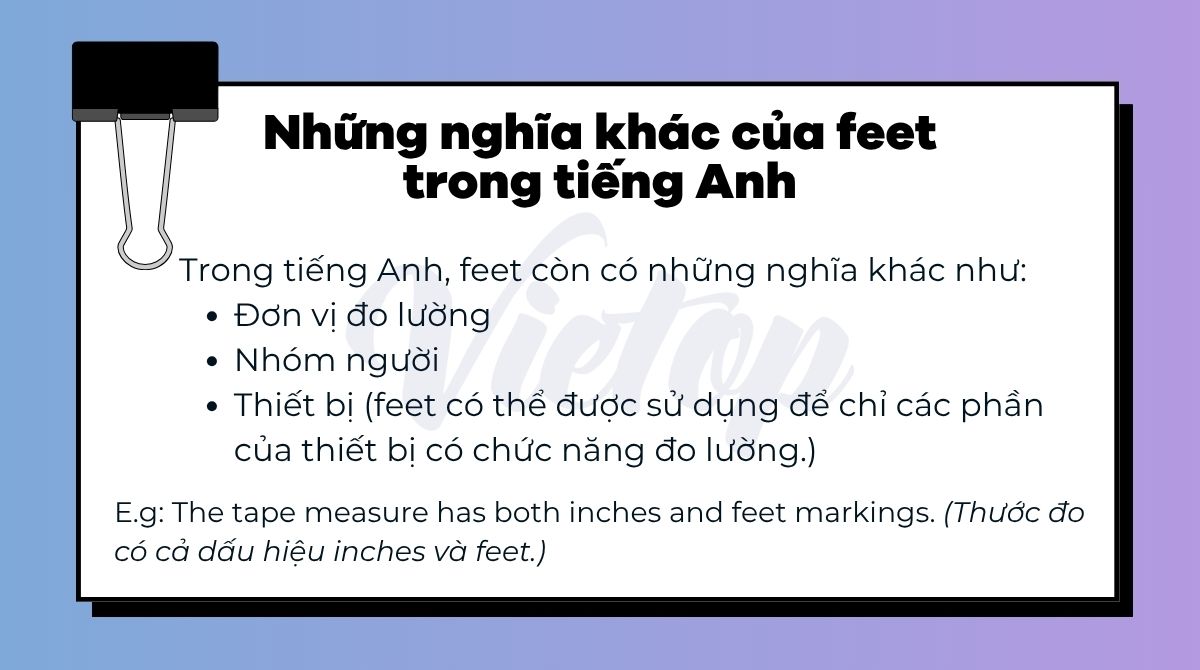 Những nghĩa khác của feet trong tiếng Anh