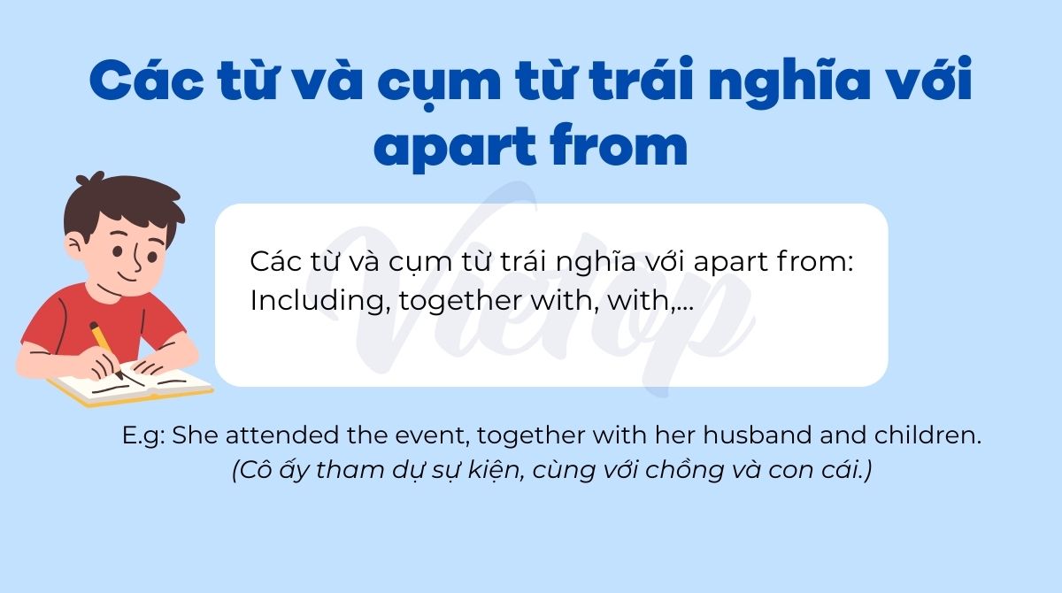Các từ và cụm từ trái nghĩa với apart from