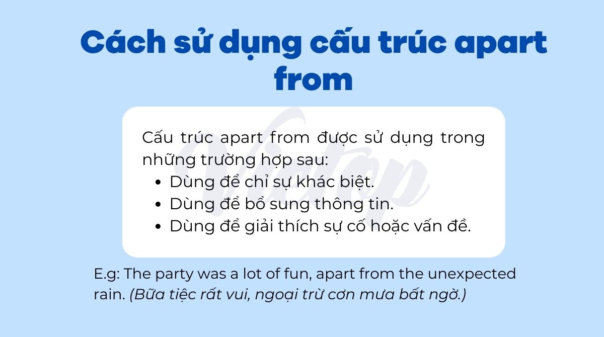 Cách sử dụng cấu trúc apart from