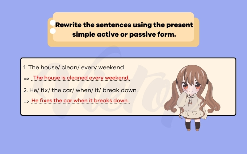 Rewrite the sentences using the present simple active or passive form