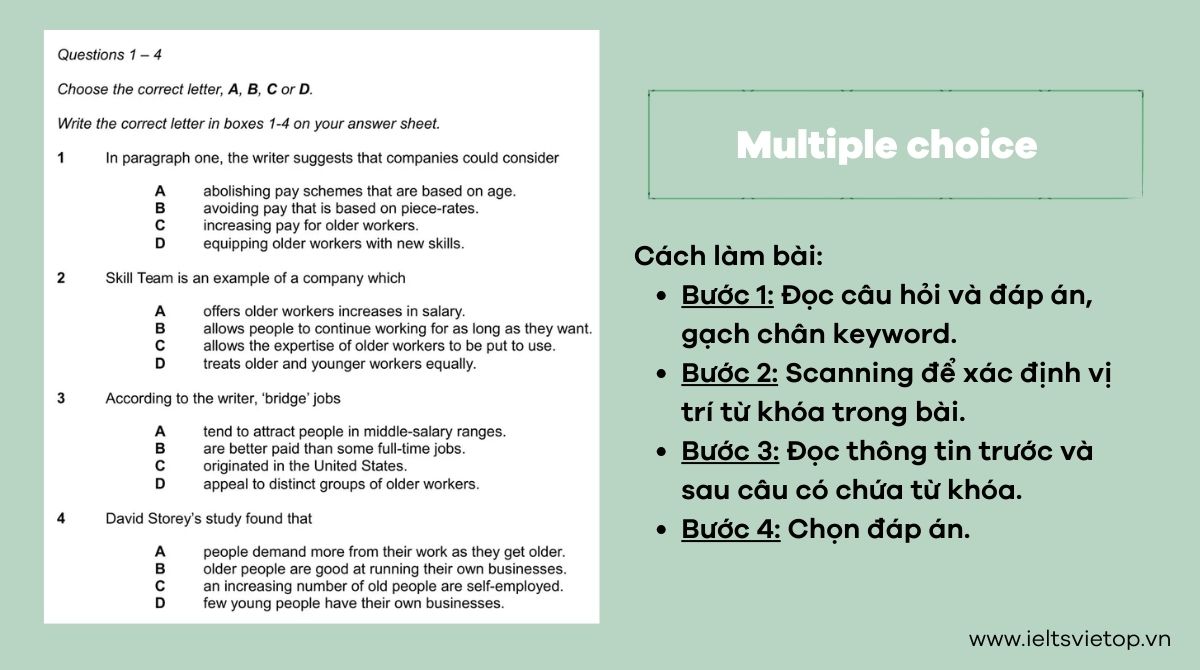 Dạng multiple choice