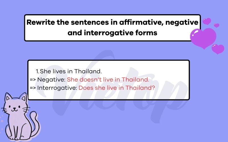 Rewrite the sentences in affirmative, negative and interrogative forms