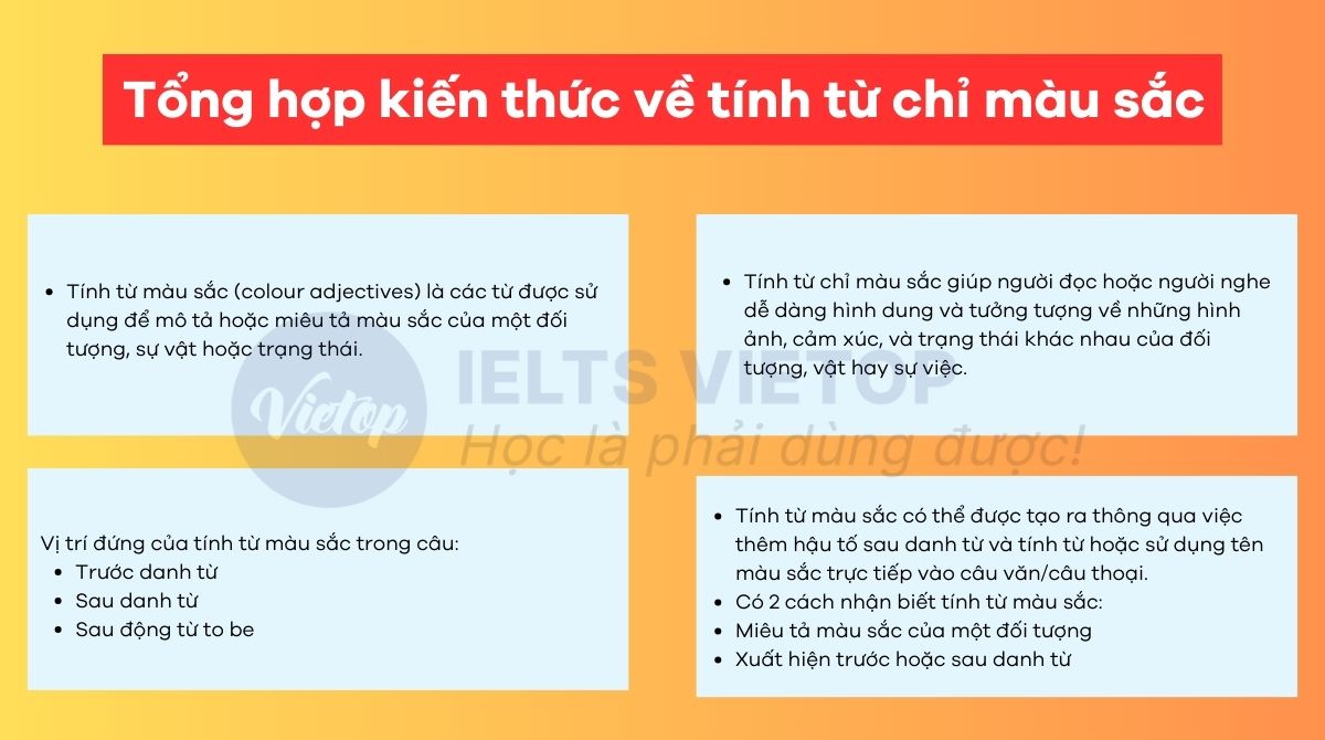 Bài tập về tính từ chỉ màu sắc