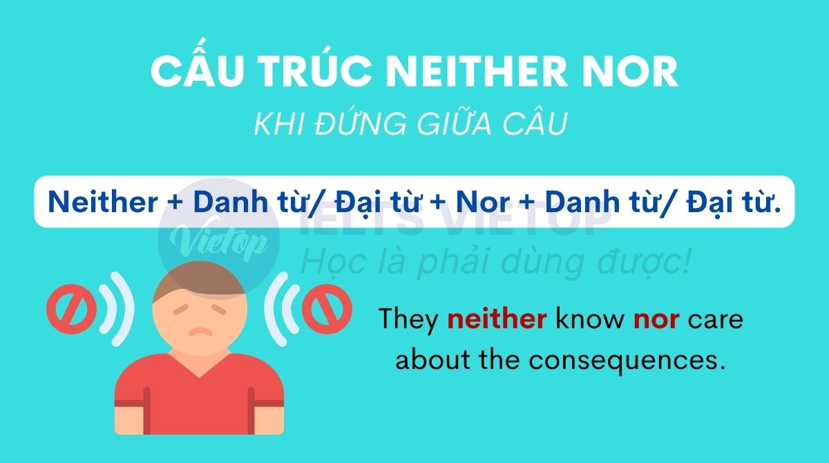 Cấu trúc neither nor khi đứng giữa câu