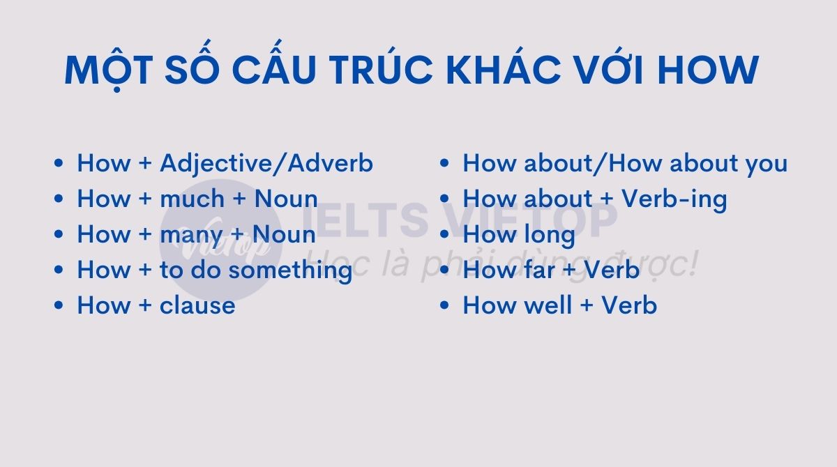 Một số cấu trúc sử dụng how