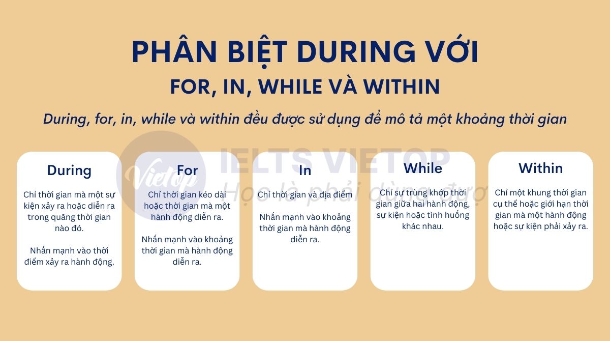 Phân biệt during với for, in, while và within