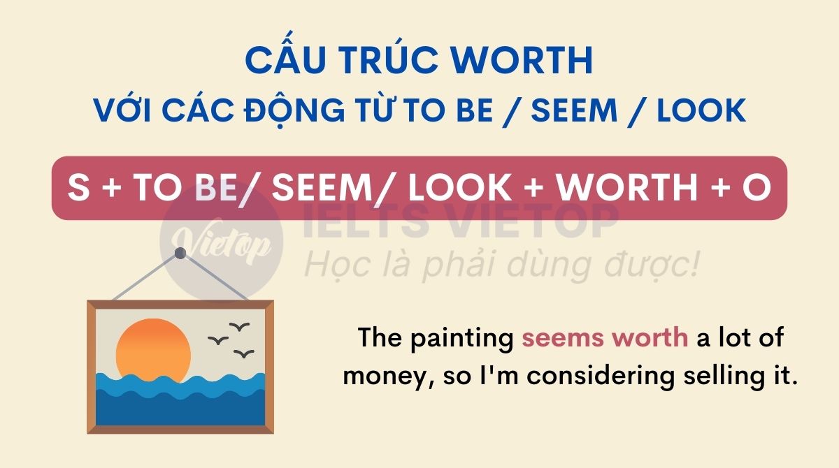 Worth đi sau các động từ to be seem look