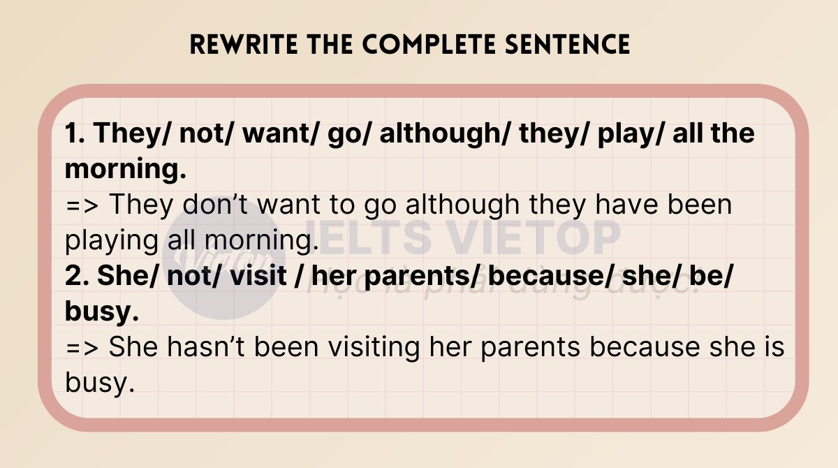 Rewrite the complete sentence