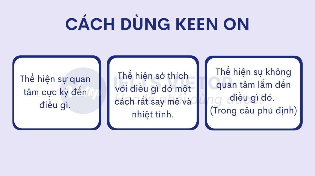 Cách dùng cấu trúc keen on