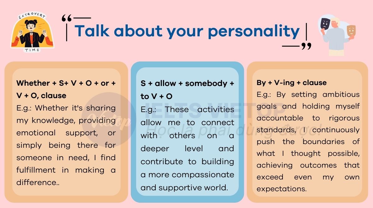 Cấu trúc sử dụng cho chủ đề talk about your personality