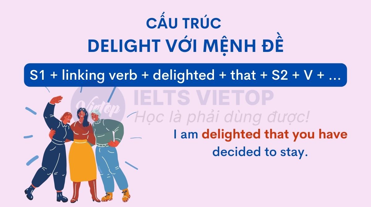 Cấu trúc delighted với mệnh đề