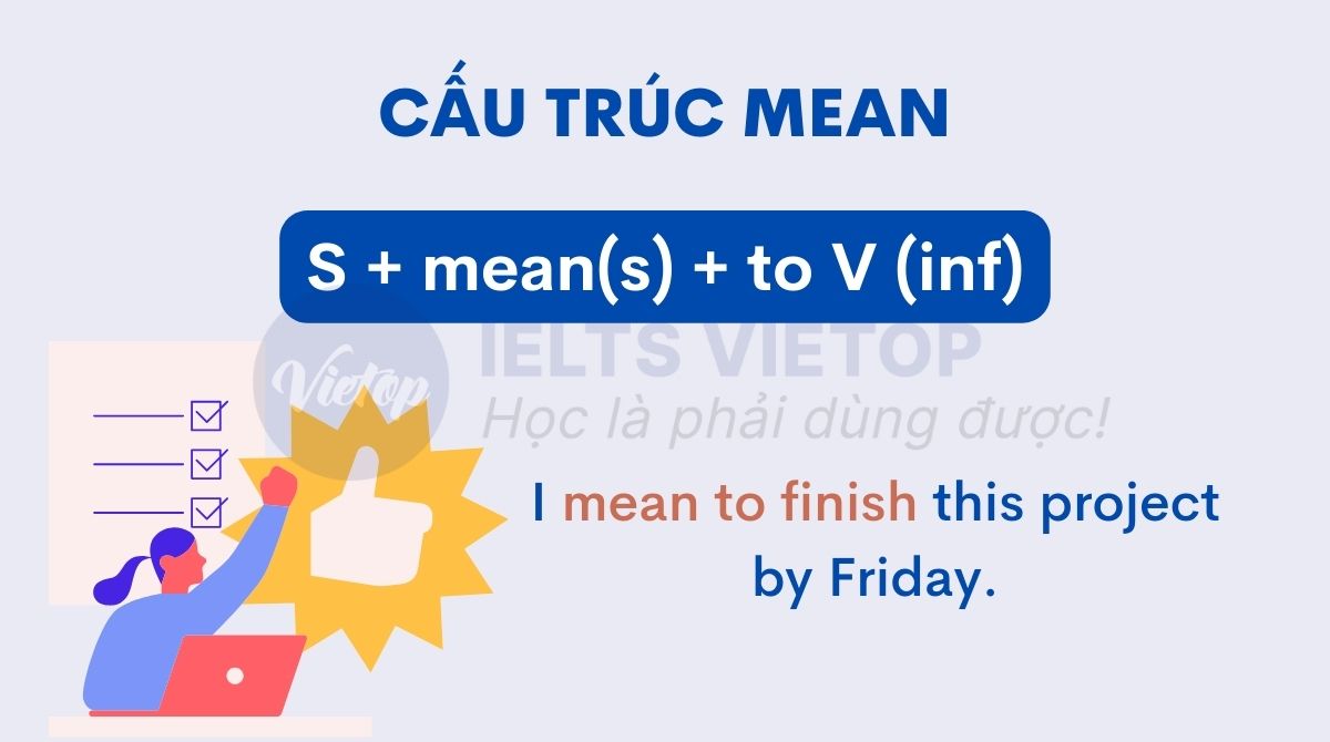 Cấu trúc mean với động từ nguyên thể