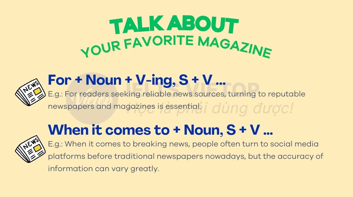 Cấu trúc sử dụng cho chủ đề talk about your favorite magazine